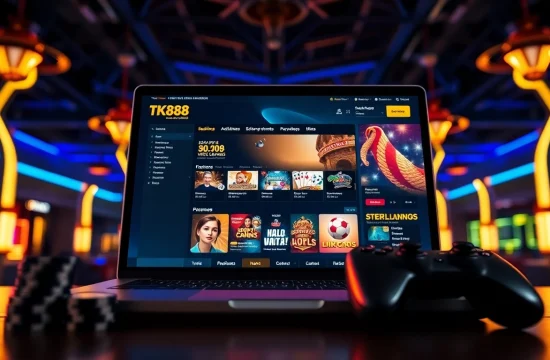Exciting online gaming experience at tk88win.live with vibrant casino interface and poker chips.