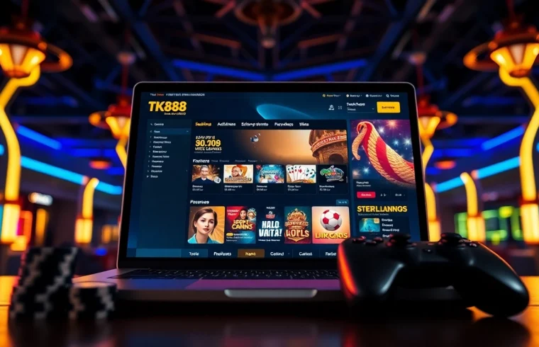 Exciting online gaming experience at tk88win.live with vibrant casino interface and poker chips.