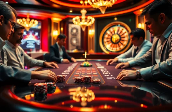 Professional gamblers engaging in high-stakes poker action at s666 plus casino.