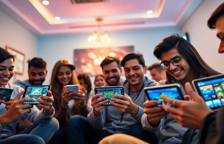 Engaging scene of players using bk860s.com platform, showcasing online gambling excitement and modern interface.