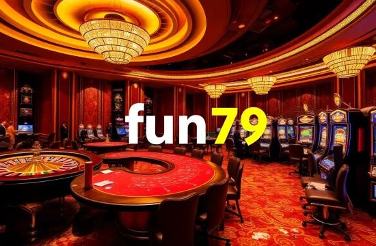 fun79 highlights thrilling casino games with vibrant slot machines and poker tables.