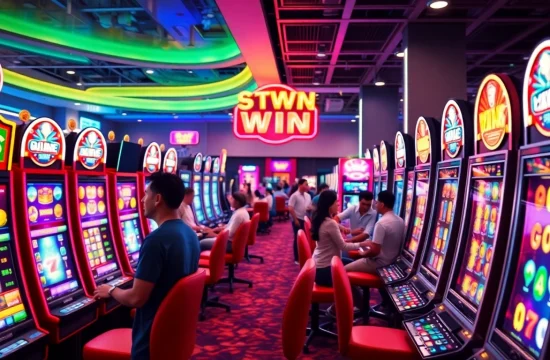 Dynamic slot machines in a modern online casino setting showcasing players enjoying vibrant games.