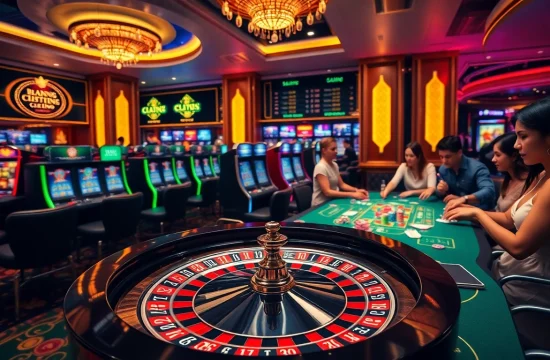 Engaging casino scene highlighting gameplay at https://uk88.trading/ featuring roulette, cards, and vibrant chips.
